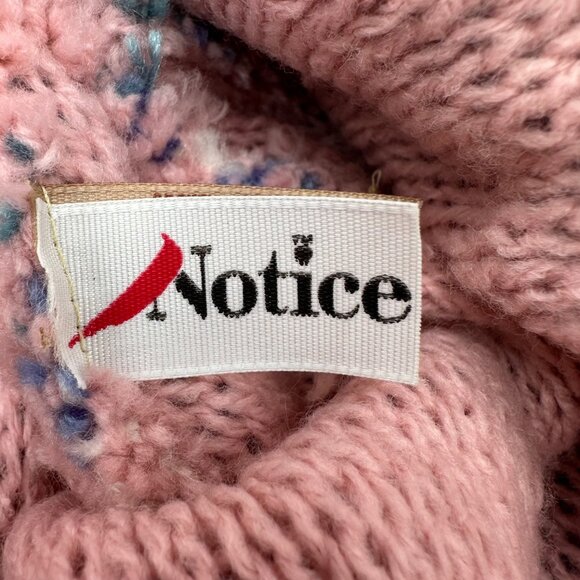 Vintage Knit Hat Winter Pink Purple White 80s Notice USA Faux Fur Trimmed Beanie - Picture 7 of 11